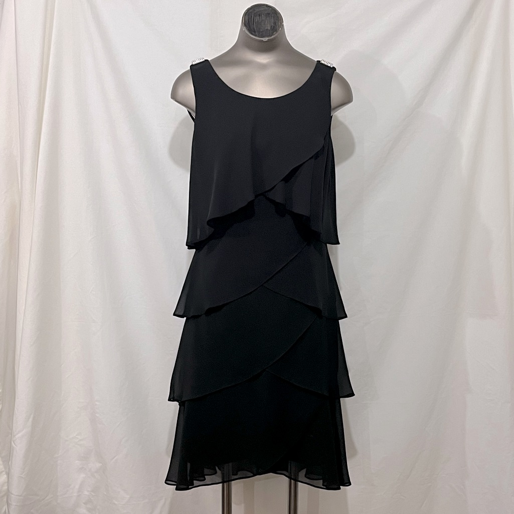Slny Dresses | Slny Tiered Black Chiffon Cocktail Dress Size 8 | Color: Black | Size: 8 | X_Zombiegirl_X's Closet